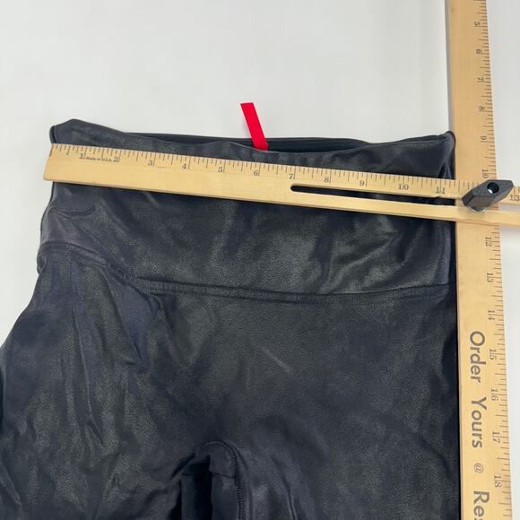 Spanx Leggings Womens Small Black Faux Leather Stretch‎ High Rise Seamless - Picture 7 of 9